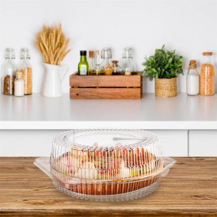 Tutuviw 20 Pcs 8" Plastic Disposable Pie Containers With Lids, Round Pie Keepers with Hinged Locking Lids, Flan Cake Containers for Transport Fruits Vegetables Storage Takeout Boxes 9".