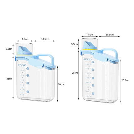 Cheers.US 2000ml/2800ml Airtight Cereal Container Rice Dry Grain Dispenser Thicken Rice Cylinder Clear Food Storage Box L Blue.