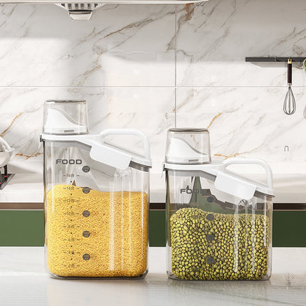 Cheers.US 2000ml/2800ml Airtight Cereal Container Rice Dry Grain Dispenser Thicken Rice Cylinder Clear Food Storage Box S Green.