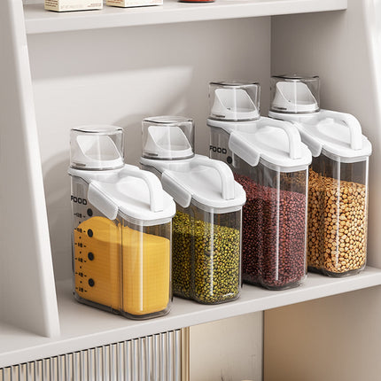 Cheers.US 2000ml/2800ml Airtight Cereal Container Rice Dry Grain Dispenser Thicken Rice Cylinder Clear Food Storage Box S Ivory.