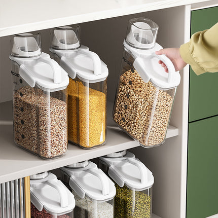 Cheers.US 2000ml/2800ml Airtight Cereal Container Rice Dry Grain Dispenser Thicken Rice Cylinder Clear Food Storage Box L Ivory.