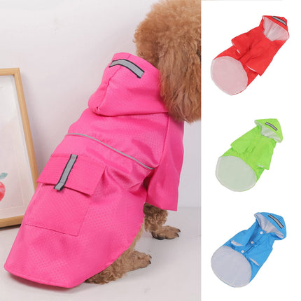 Travelwant Waterproof Reflective Dog Raincoat- Adjustable Pet Jacket, Lightweight Dog Hooded Slicker Poncho for Small to X- Large Dogs and Puppies L Blue.