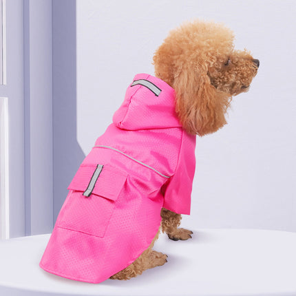 Travelwant Waterproof Reflective Dog Raincoat- Adjustable Pet Jacket, Lightweight Dog Hooded Slicker Poncho for Small to X- Large Dogs and Puppies L Blue.