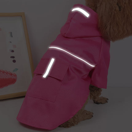 Travelwant Waterproof Reflective Dog Raincoat- Adjustable Pet Jacket, Lightweight Dog Hooded Slicker Poncho for Small to X- Large Dogs and Puppies L Blue.