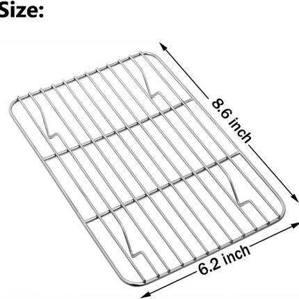 1Pack Kitchen Baking Rack,QZS Small Cooking Rack,Nonstick Wire Grill Net,Stainless Steel Roasting Grid Frame,Oven & Dishwasher Safe,for Picnic Camping Dinning and Outdoors 8"x 6 8"×6"×0.6".