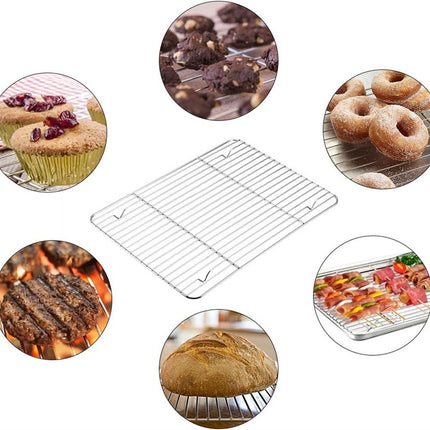 1Pack Kitchen Baking Rack,QZS Small Cooking Rack,Nonstick Wire Grill Net,Stainless Steel Roasting Grid Frame,Oven & Dishwasher Safe,for Picnic Camping Dinning and Outdoors 8"x 6 8"×6"×0.6".