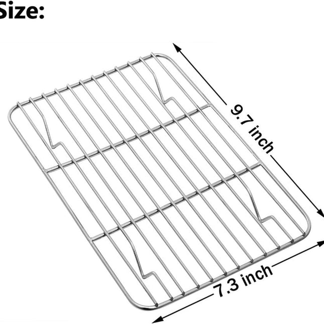 1Pack Kitchen Baking Rack,QZS Small Cooking Rack,Nonstick Wire Grill Net,Stainless Steel Roasting Grid Frame,Oven & Dishwasher Safe,for Picnic Camping Dinning and Outdoors 8"x 6 9"×7"×0.6".