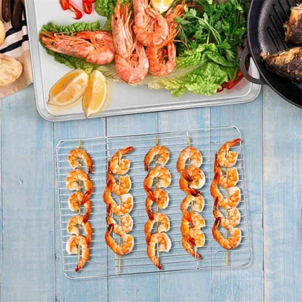 1Pack Kitchen Baking Rack,QZS Small Cooking Rack,Nonstick Wire Grill Net,Stainless Steel Roasting Grid Frame,Oven & Dishwasher Safe,for Picnic Camping Dinning and Outdoors 8"x 6 9"×7"×0.6".