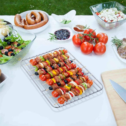 1Pack Kitchen Baking Rack,QZS Small Cooking Rack,Nonstick Wire Grill Net,Stainless Steel Roasting Grid Frame,Oven & Dishwasher Safe,for Picnic Camping Dinning and Outdoors 8"x 6 9"×7"×0.6".