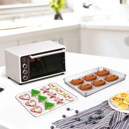 1Pack Kitchen Baking Rack,QZS Small Cooking Rack,Nonstick Wire Grill Net,Stainless Steel Roasting Grid Frame,Oven & Dishwasher Safe,for Picnic Camping Dinning and Outdoors 8"x 6 9"×7"×0.6".