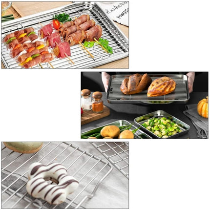 1Pack Kitchen Baking Rack,QZS Small Cooking Rack,Nonstick Wire Grill Net,Stainless Steel Roasting Grid Frame,Oven & Dishwasher Safe,for Picnic Camping Dinning and Outdoors 8"x 6 9"×7"×0.6".
