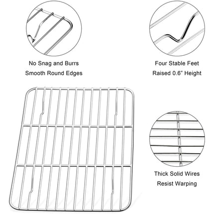 1 Pack High Strength Stainless Steel Grill Racks,QZS Nonstick Roasting Racks,Rectangle Wire Net Rack,Kitchen Baking Rack,Nonstick Wire Grill Net,for Picnic Camping Barbeque Party 11"x 9 8"×6"×0.6".