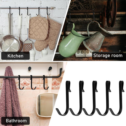 Tutuviw 20 Pcs 2.4in Long J-Hook for Wire Shelving, Wire Rack Hook, Stainless Steel Hanger Clip-on Hooks, Hanging Sink Grid Hook, Heavy Duty Utility Hooks for Kitchen Bedroom Office, Silver Black.