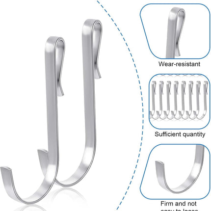 Tutuviw 20 Pcs 2.4in Long J-Hook for Wire Shelving, Wire Rack Hook, Stainless Steel Hanger Clip-on Hooks, Hanging Sink Grid Hook, Heavy Duty Utility Hooks for Kitchen Bedroom Office, Silver White.