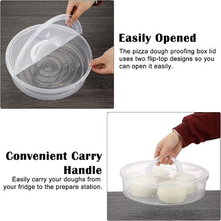 2 Compartments Pizza Storage Container,11.8X3.4In Round Pie Carrier with Lid and Handle,Clear Reusable Pizza Tray for Cupcakes.