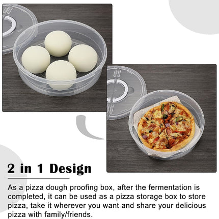 2 Compartments Pizza Storage Container,11.8X3.4In Round Pie Carrier with Lid and Handle,Clear Reusable Pizza Tray for Cupcakes.
