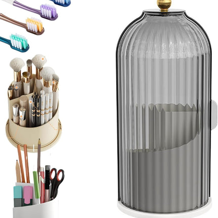 Concealed Toothbrush Holder,Toothbrush Holders for Bathrooms,360 Rotating Waterproof Dustproof Toothpaste Holders with Sliding Lid,for Vanity Makeup Brushes Holder,Pen Holder Storage (C) C.