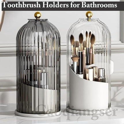 Concealed Toothbrush Holder,Toothbrush Holders for Bathrooms,360 Rotating Waterproof Dustproof Toothpaste Holders with Sliding Lid,for Vanity Makeup Brushes Holder,Pen Holder Storage (C) C.
