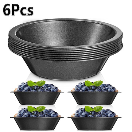 Tutuviw 6 Pack 5 inch Reusable Small Pie Pans, Nonstick Small Pie Tins, Carbon Steel Pie Pans, Mini Pie Pans for Baking, Round Bread and Meat Pie Tins Mini Pie Tins for Cake Dessert.
