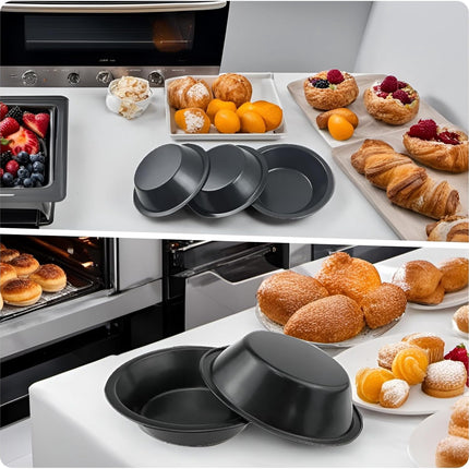 Tutuviw 6 Pack 5 inch Reusable Small Pie Pans, Nonstick Small Pie Tins, Carbon Steel Pie Pans, Mini Pie Pans for Baking, Round Bread and Meat Pie Tins Mini Pie Tins for Cake Dessert.