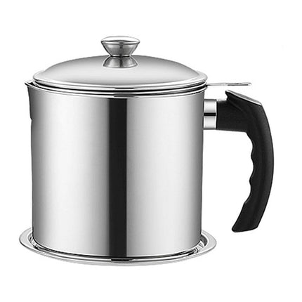 Pot Fats Storage With Lid, Grease Container With Strainer, Stainless Steel Oil Storage Container with Fine Mesh Strainer Dustproofs, Leakproof Oil Storage Container Grease Keepers with Handle Gray.