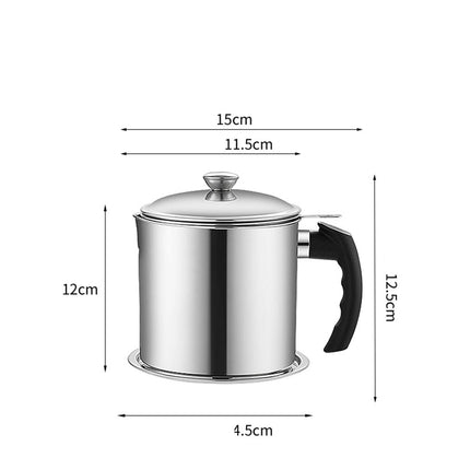Pot Fats Storage With Lid, Grease Container With Strainer, Stainless Steel Oil Storage Container with Fine Mesh Strainer Dustproofs, Leakproof Oil Storage Container Grease Keepers with Handle Gray.