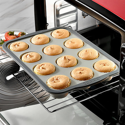 Brownie Pan with Dividers, 1 Set 12 Cavity All Edges Square Cupcake Brownie Pans Mini Cake Non Stick Baking Carbon Steel Bread Mold Small Edge 3x4 Individual Cutter Sheet Tray for Cookie Oven One Size Green-A.