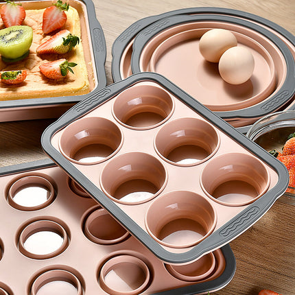 Brownie Pan with Dividers, 1 Set 12 Cavity All Edges Square Cupcake Brownie Pans Mini Cake Non Stick Baking Carbon Steel Bread Mold Small Edge 3x4 Individual Cutter Sheet Tray for Cookie Oven One Size Grey-A.