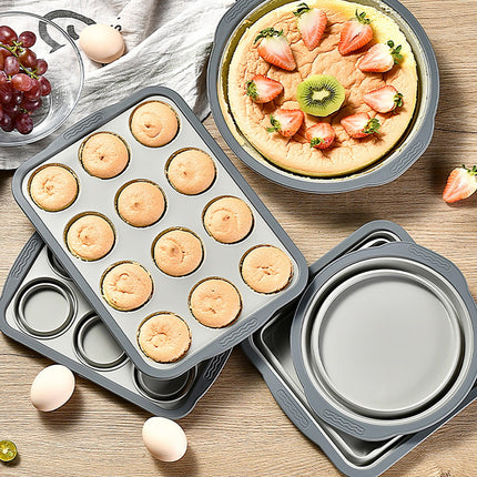 Brownie Pan with Dividers, 1 Set 12 Cavity All Edges Square Cupcake Brownie Pans Mini Cake Non Stick Baking Carbon Steel Bread Mold Small Edge 3x4 Individual Cutter Sheet Tray for Cookie Oven One Size White-A.