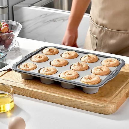 Brownie Pan with Dividers, 1 Set 12 Cavity All Edges Square Cupcake Brownie Pans Mini Cake Non Stick Baking Carbon Steel Bread Mold Small Edge 3x4 Individual Cutter Sheet Tray for Cookie Oven One Size White-A.