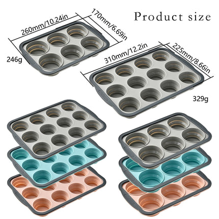 Brownie Pan with Dividers, 1 Set 12 Cavity All Edges Square Cupcake Brownie Pans Mini Cake Non Stick Baking Carbon Steel Bread Mold Small Edge 3x4 Individual Cutter Sheet Tray for Cookie Oven One Size White-B.