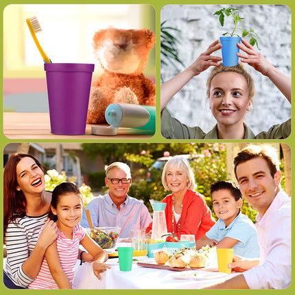 Tutuviw 7oz Plastic Kids Cup Set of 8 Children Drinking Cups, Reusable Juice Tumblers, Unbreakable Toddler Cups Dishwasher Safe, Perfect.