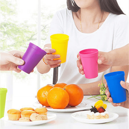 Tutuviw 7oz Plastic Kids Cup Set of 8 Children Drinking Cups, Reusable Juice Tumblers, Unbreakable Toddler Cups Dishwasher Safe, Perfect.