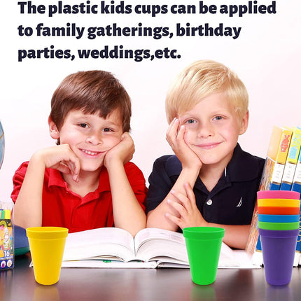 Tutuviw 7oz Plastic Kids Cup Set of 8 Children Drinking Cups, Reusable Juice Tumblers, Unbreakable Toddler Cups Dishwasher Safe, Perfect.