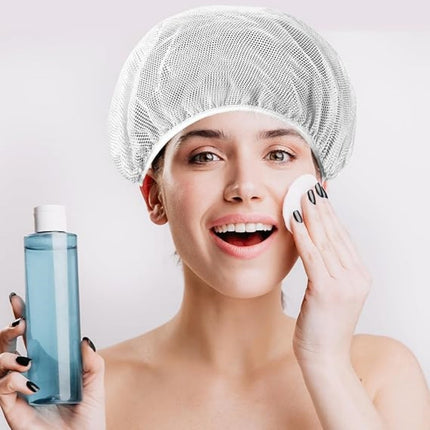 QZS 4 Pcs Mesh Sleep Bonnets,Breathable Shower Caps,Hair Nets Caps for Women,Reusable Multi-color Night Bonnets for Shower,Sleeping,Washing Face White.
