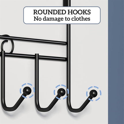 Tutuviw Over the Door Hook,Cat Design Wall Hooks Over Door Hook with 7 Hooks for Back of Bedroom Bathroom Door Punch-Free Coat Rack Organizer Clothes Key Holder Towel Door Coat Hanger Black.