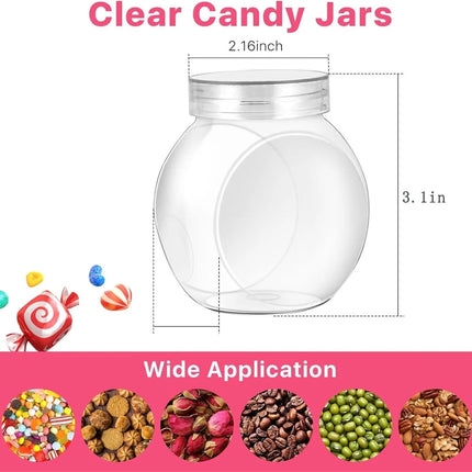 Tutuviw Candy Jars with Lids,6 Pcs 7.7ozCookie Containers Candy Jars with Lids,3 x 2in Plastic Snack Jars for Candy Buffet and Party Table, Candy Buffet Containers,Cookie Jars Dry Food Jars.