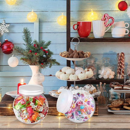 Tutuviw Candy Jars with Lids,6 Pcs 7.7ozCookie Containers Candy Jars with Lids,3 x 2in Plastic Snack Jars for Candy Buffet and Party Table, Candy Buffet Containers,Cookie Jars Dry Food Jars.