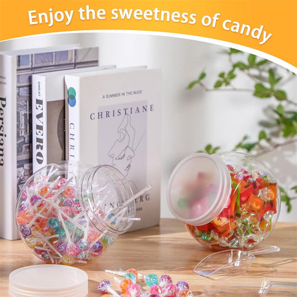 Tutuviw Candy Jars with Lids,6 Pcs 7.7ozCookie Containers Candy Jars with Lids,3 x 2in Plastic Snack Jars for Candy Buffet and Party Table, Candy Buffet Containers,Cookie Jars Dry Food Jars.