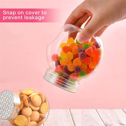 Tutuviw Candy Jars with Lids,6 Pcs 7.7ozCookie Containers Candy Jars with Lids,3 x 2in Plastic Snack Jars for Candy Buffet and Party Table, Candy Buffet Containers,Cookie Jars Dry Food Jars.