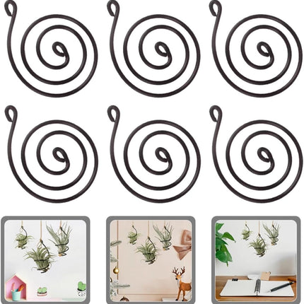 Tutuviw 6 Pcs Air Pineapple Pot Air Plant Hanger Holder,Plant Stands Hanging with Jute Ropes,Modern Plants Hanger Wall Metal Air Plants Stand,Air Plants Hook Air Shelf (Black Aluminum).