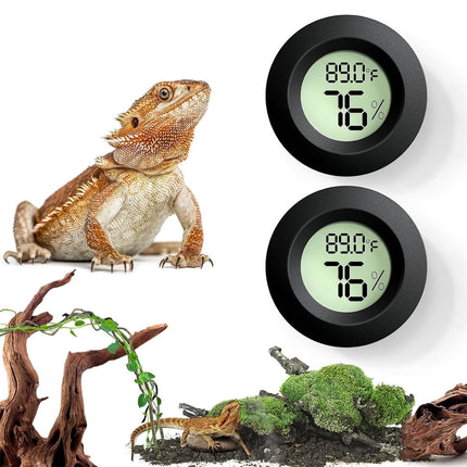 Tutuviw Reptile Thermometer Hygrometer LCD Digital Humidity Gauge for Reptile Heat Pad to Monitor Temperature and Humidity in Reptile Terrarium for Turtle Snake Lizard Frog Plant Box, 2Pcs 1.7.