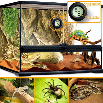Tutuviw Reptile Thermometer Hygrometer LCD Digital Humidity Gauge for Reptile Heat Pad to Monitor Temperature and Humidity in Reptile Terrarium for Turtle Snake Lizard Frog Plant Box, 2Pcs 1.7.