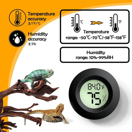 Tutuviw Reptile Thermometer Hygrometer LCD Digital Humidity Gauge for Reptile Heat Pad to Monitor Temperature and Humidity in Reptile Terrarium for Turtle Snake Lizard Frog Plant Box, 2Pcs 1.7.