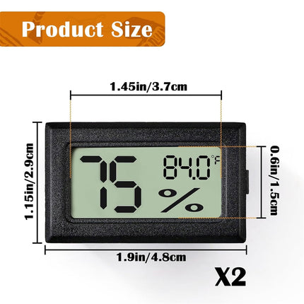 Tutuviw Reptile Thermometer Hygrometer LCD Digital Humidity Gauge for Reptile Heat Pad to Monitor Temperature and Humidity in Reptile Terrarium for Turtle Snake Lizard Frog Plant Box, 2Pcs 2".