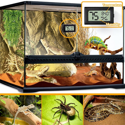 Tutuviw Reptile Thermometer Hygrometer LCD Digital Humidity Gauge for Reptile Heat Pad to Monitor Temperature and Humidity in Reptile Terrarium for Turtle Snake Lizard Frog Plant Box, 2Pcs 2".