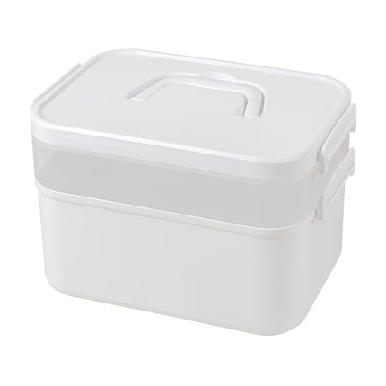 Portable Nail Polish Carrying Box, Plastic Storage Bins with Removable Tray and Lids, Crafts Organizers and Storage Clear Container with Handle, Travel Box Holders for Art Crafts and Cosmetic White.