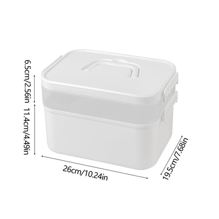 Portable Nail Polish Carrying Box, Plastic Storage Bins with Removable Tray and Lids, Crafts Organizers and Storage Clear Container with Handle, Travel Box Holders for Art Crafts and Cosmetic White.