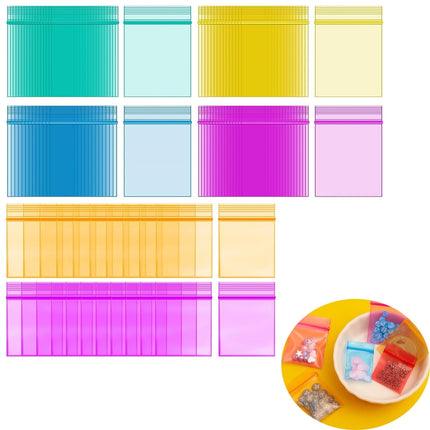Mini Bags,Tutuviw 200Pcs Small Plastic Seal Bags, Jewelry Bags, Small Packing Bags,Jewelry Reclosable Pouch,Press Sealing Zip Lock Bags for Snack Beads Pills (7MIL Thick, Colour Mixture).