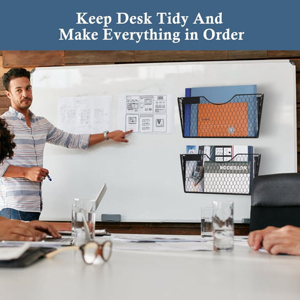 Black Magnetic File Holder,File Pocket Mail Organizer,Office Hanging Magazine Rack for Cabinets,14x6.7x2.7In No Drilling Mail Organizer for Office,Home(1Pc).